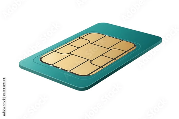 Fototapeta Closeup simcard design with gold and blue colors isolated on background