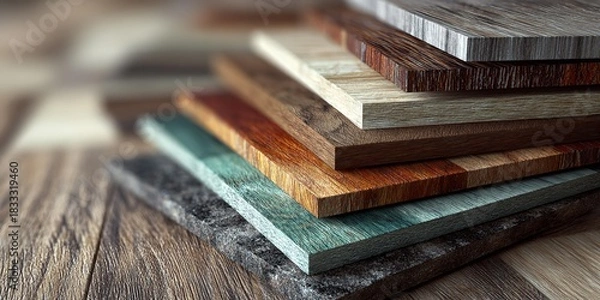 Obraz A stack of tiles with different colors and textures