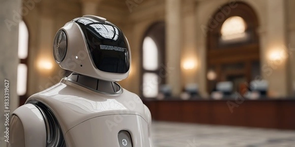 Obraz Robot working at the reception.