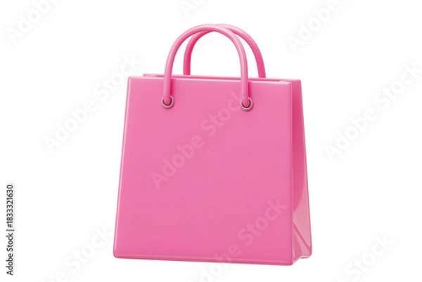 Fototapeta Pink shopping bag 3D render isolated on transparent background for design