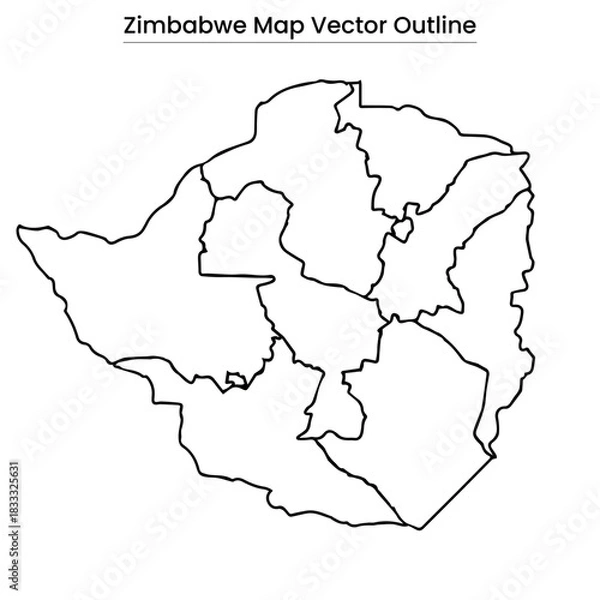 Fototapeta Zimbabwe Map Vector Outline Editable Country Silhouette with Regional Borders