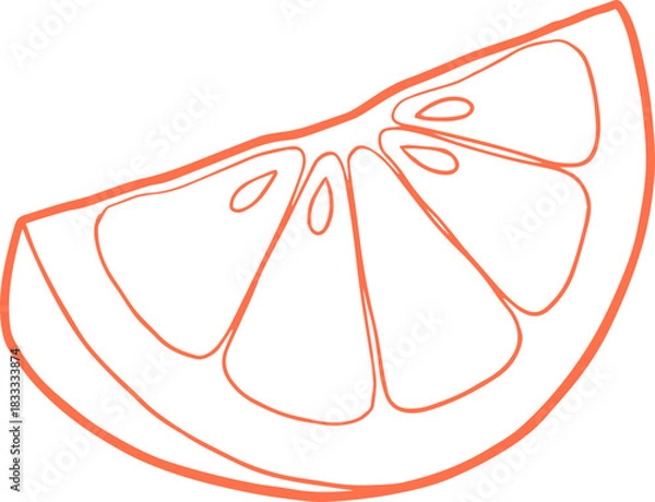 Obraz Simple Lemon Wedge Sketch Outline