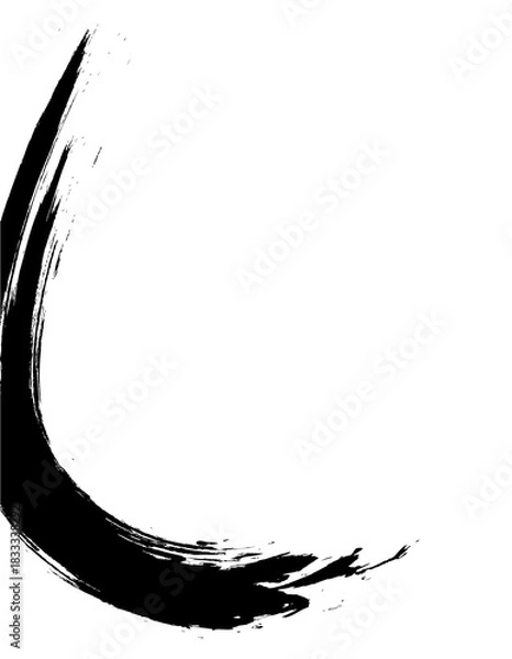 Obraz Black ink brush stroke on white background.