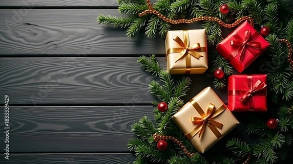 Obraz christmas tree with gifts