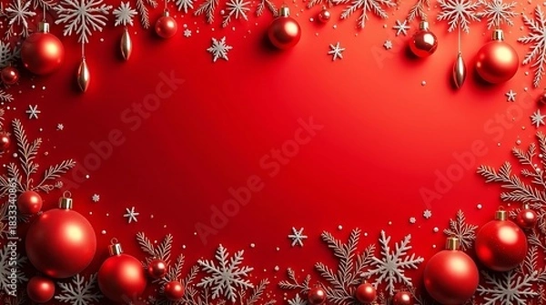 Obraz christmas background with red balls