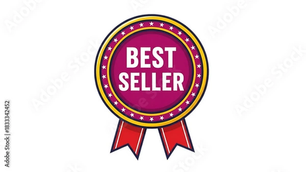 Fototapeta Transparent background best seller badge or seal with ribbon isolated on transparent background