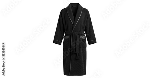 Obraz Elegant black bathrobe isolated on white background for relaxation and comfort