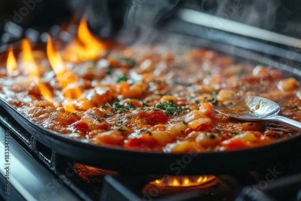 Obraz Food cooking on stove.