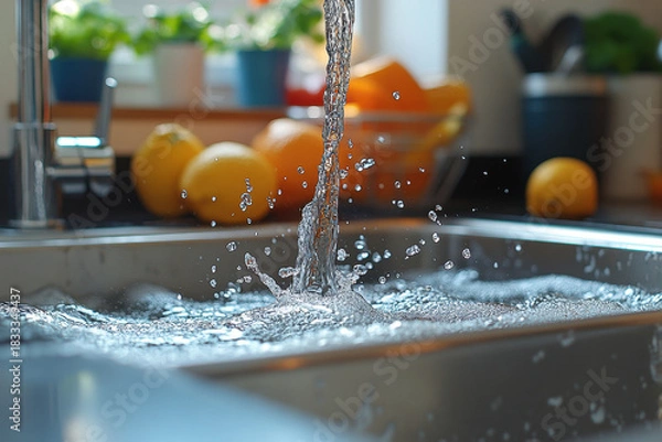 Obraz Water running down a sink.
