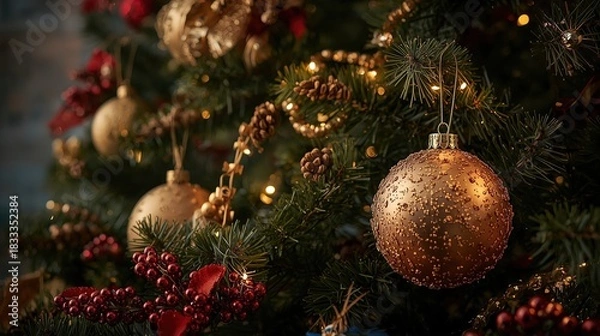 Obraz christmas tree decorations background photo