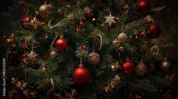 Obraz christmas tree decorations background photo