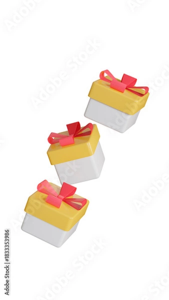 Obraz 3d render of gift boxes on white background, no AI