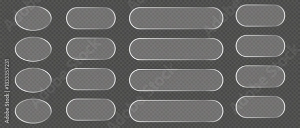 Fototapeta Glass button set with transparent background for ui design elements