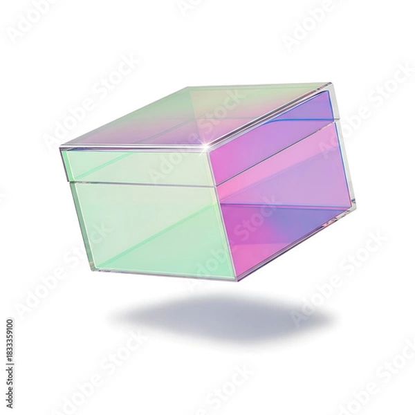 Obraz Iridescent prism reflecting light and colors on a white background