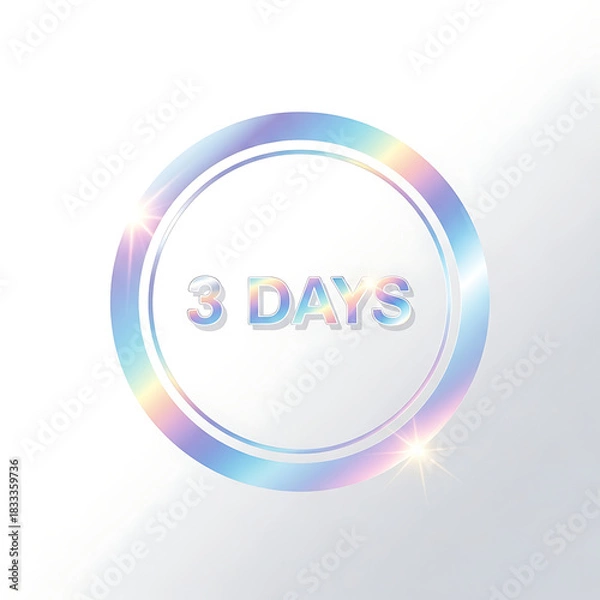 Obraz Three days left countdown holographic circle badge on white background