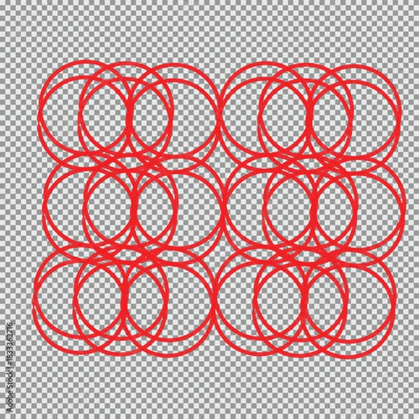 Fototapeta hand drawing different circles isolated on the transparent background, Handwritten red circle