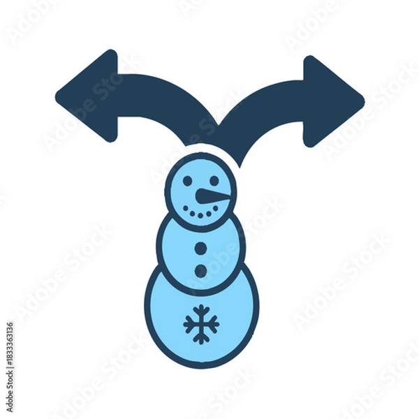 Obraz A blue and black snowman icon representing a decision point or branching line.
