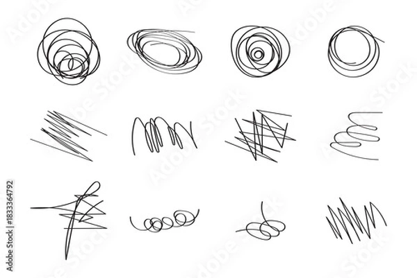Obraz Hand-drawn abstract scribble stroke set.