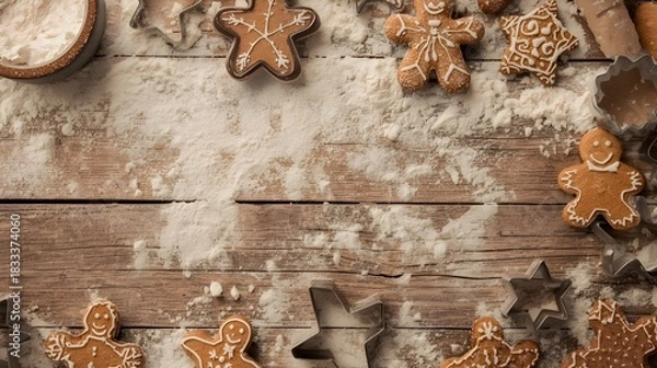 Obraz Rustic Winter Gingerbread Baking Scene