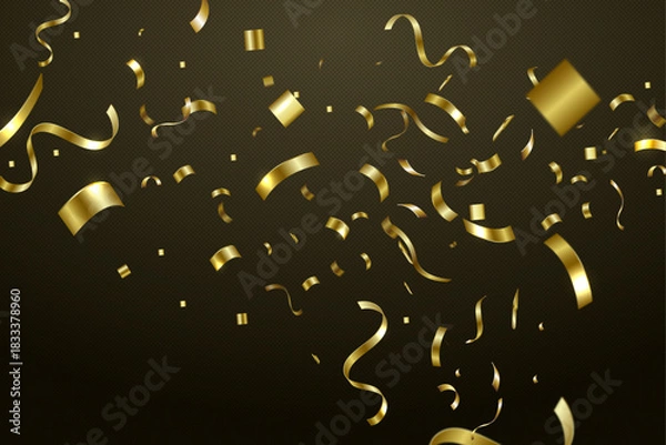Obraz Luxury gold confetti celebration on black background.