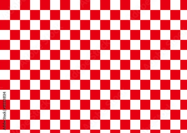 Obraz めでたい紅白市松模様　red ＆ white checker pattern