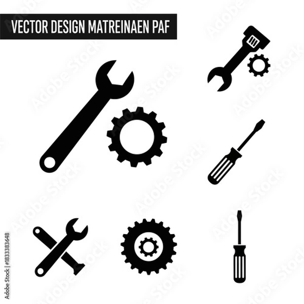 Obraz Set of Tools and Gears Icons for Repair and Construction.