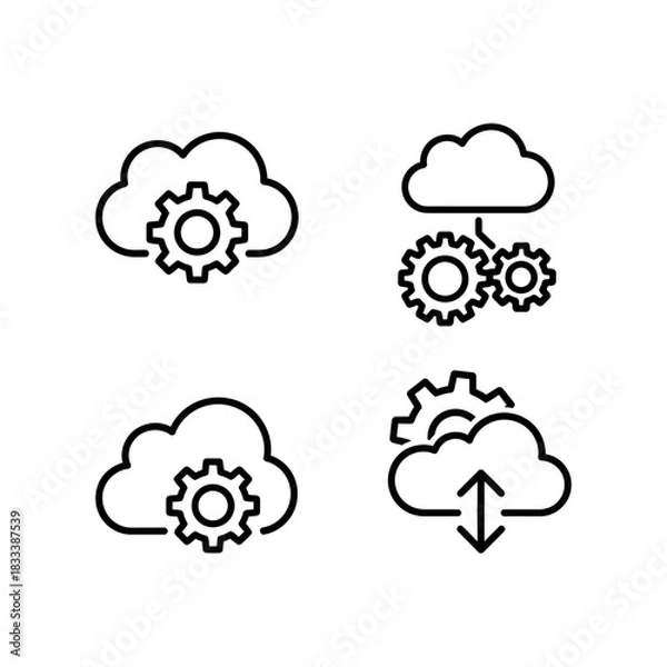 Obraz Cloud computing and data processing technology icons for digital services.