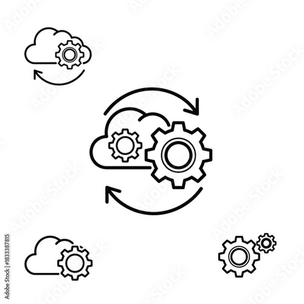 Obraz Cloud Computing Automation - Gears in the Cloud with Arrows.