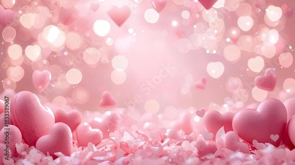 Fototapeta 背景素材 たくさんのハート Background Lots of love （Generative AI）