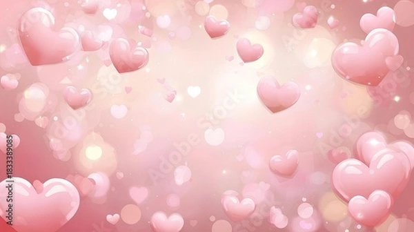 Fototapeta 背景素材 たくさんのハート Background Lots of love （Generative AI）