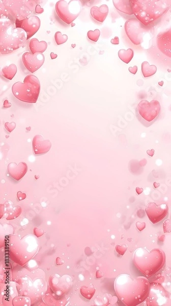 Fototapeta 背景素材 たくさんのハート Background Lots of love （Generative AI）