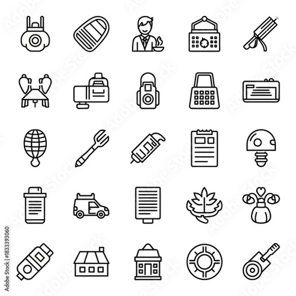 Obraz Diverse Collection of Outline Icons Representing Various Objects and Concepts.