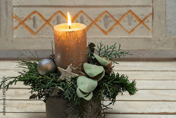 Obraz Adventsgesteck mit einer Kerze