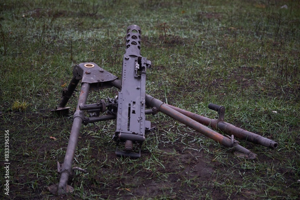 Obraz browning machine gun outdoor practice