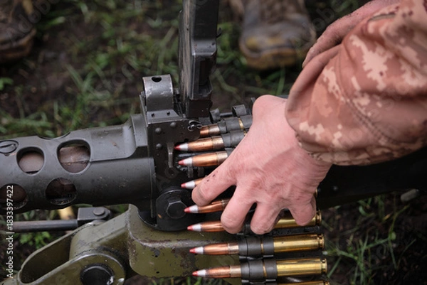 Obraz browning machine gun outdoor practice