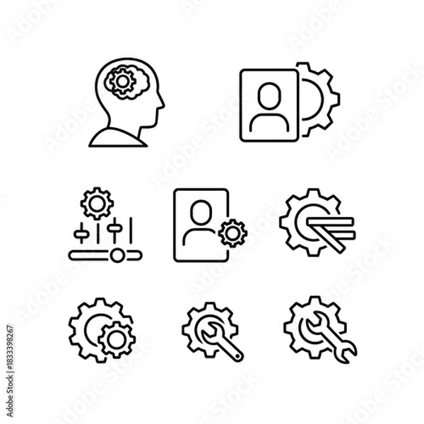 Obraz Minimalist line icon set for user settings and configuration.