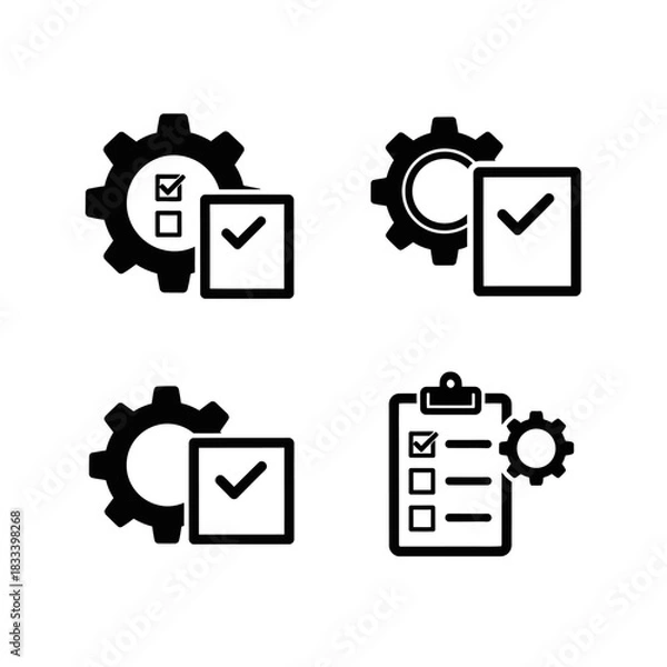 Obraz Process automation and task management vector icon set.