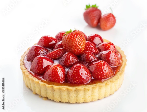 Obraz strawberry cake on white background