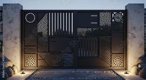 Obraz Antique wooden door architecture design in an old town building wall