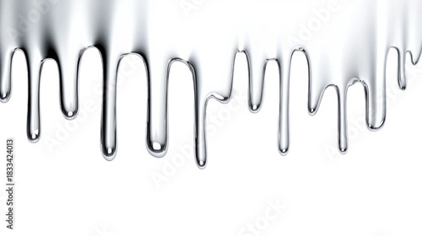 Obraz Metallic Liquid Drips on Transparent Background