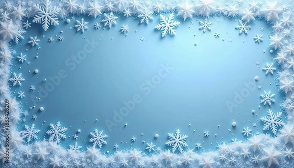Obraz Winter background with snowflakes on blue backdrop