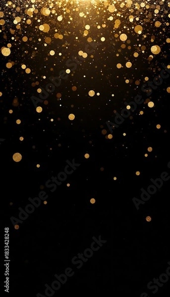 Obraz Golden glitter on black background