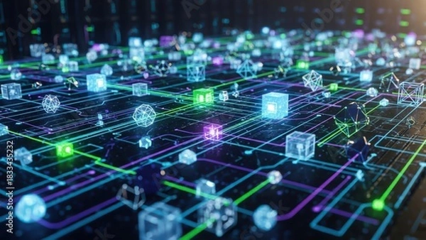 Obraz Augmented vector data stream nodes background circuitry network matrix matrix