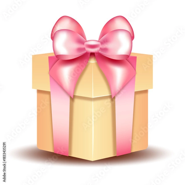 Fototapeta A gift box with a pink bow.