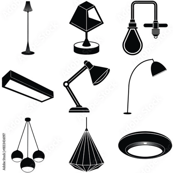 Fototapeta Abstract white floor lamp with a subtle curved design