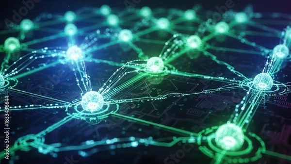 Obraz Augmented vector data stream nodes background circuitry network matrix matrix