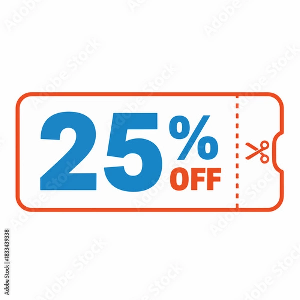Obraz Ticket 25% off sale label vector