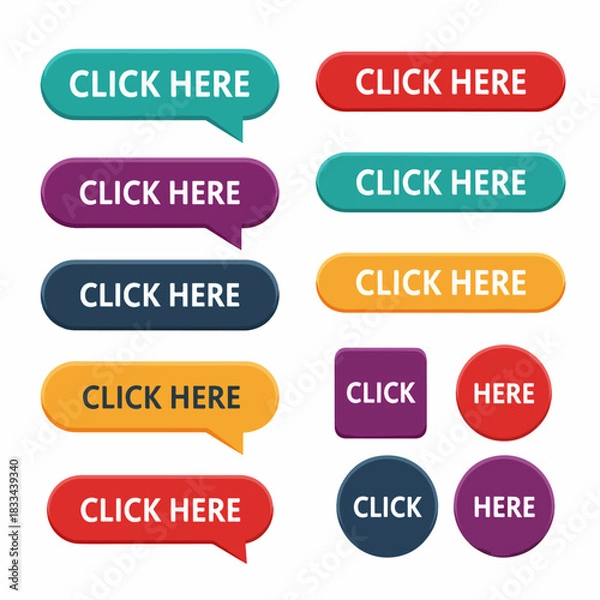 Obraz Click here buttons, set of buttons