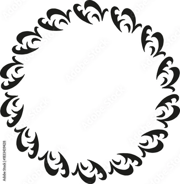 Obraz Round frame with elegant black decorative elements on white background.eps