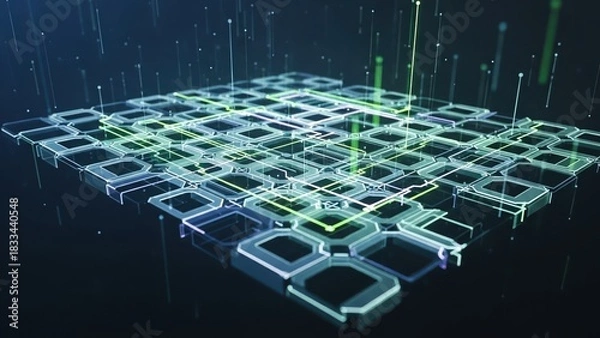 Obraz Abstract faceted process matrix network HUD elements template grid platform